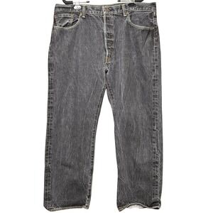 Levi's 501 Jeans Mens W40 L30 Button Fly Gray Wash Denim Pants Straight Leg